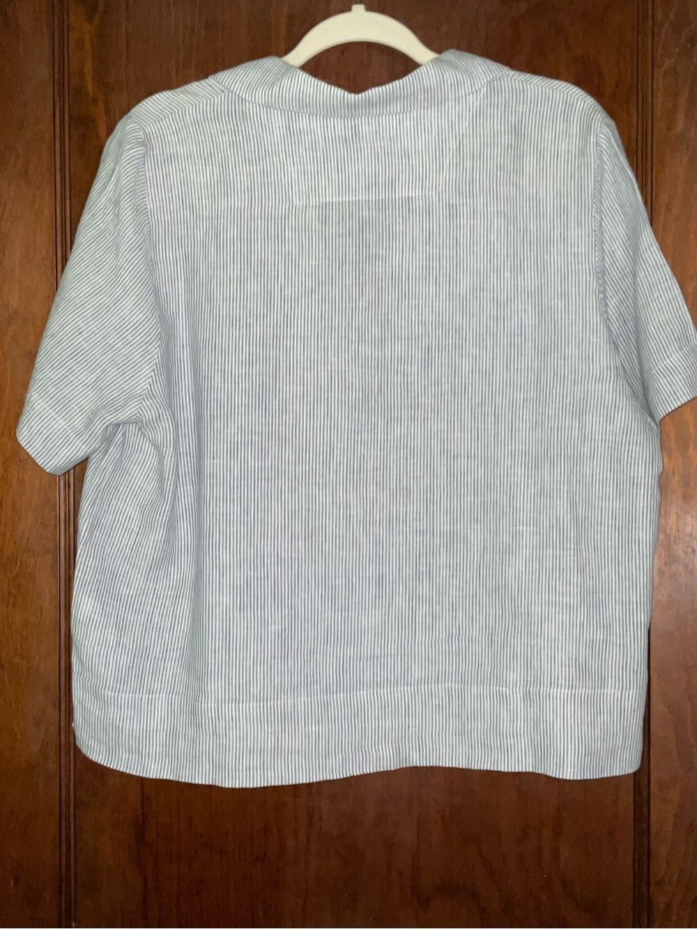 Quince Blue & White Pinstripe Camp-Collar Short Sleeve Top and matching Pant - Picture 5 of 5